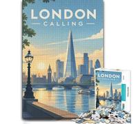 Puzzle 1000 pièces pour Adultes, London Calling Skyline Illustration | Pour les soirées festives avec un défi plus long : ce puzzle 1000 pièces adulte offre une activité classique pour Noël.