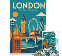 Puzzle 1000 pièces pour Adultes London Poster | Pour s'amuser en famille chaque pièce est un cadeau unique pour les amis et la famille. 75x50cm