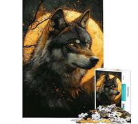 Puzzle 1000 pièces pour Adultes Loup Alpha sous la Pleine Lune Jeu Anti-Stress Découpe de précision Idéal comme Cadeau pour Toute la Famille (Dimensions 38x52cm)