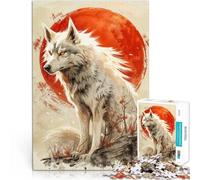 Puzzle 1000 pièces pour Adultes Loup Animal Lune Rouge Défi Difficile pour soulager Le Stress Jeu de défi Unique 38x26cm