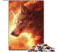 Puzzle 1000 pièces pour Adultes Loup avec feu en Bois, ce Qui en Fait Un Excellent Cadeau pour s'amuser en Famille 50x75cm pour Un Jeu interactif en Famille