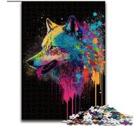 Puzzle 1000 pièces pour Adultes Loup coloré en Bois, ce Qui en Fait Un Excellent Cadeau pour s'amuser en Famille 50x75cm pour Un Jeu interactif en Famille