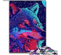 Puzzle 1000 pièces pour Adultes Loup dans la Lune en Bois, ce Qui en Fait Un Excellent Cadeau pour s'amuser en Famille 50x75cm pour Un Jeu interactif en Famille