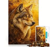 Puzzle 1000 pièces pour Adultes Loup d'automne majestueux Jeu d'assemblage Propre et Amusant pour se détendre et Passer Un Moment agréable,idéal pour Un Anniversaire (38x52cm)