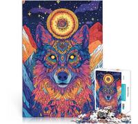 Puzzle 1000 pièces pour Adultes Loup de Couleur psychédélique Réduction du Stress intéressante Idées Cadeaux 38x26cm
