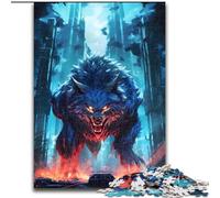 Puzzle 1000 pièces pour Adultes Loup de la Ville Nocturne en Bois, idée Cadeau Unique de décoration d'intérieur à Faire soi-même 50x75cm, Jeu de réflexion pour Adolescents, Cadeau de Vacances idéal