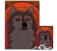 Puzzle 1000 pièces pour Adultes Loup de Lune Rouge Puzzle en Bois Jeu Familial créatif Décoration dintérieur Cadeau de Noël idéal pour Adolescents 1000 pièces (75 x 50 cm)
