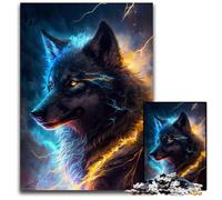 Puzzle 1000 pièces pour Adultes Loup éclair Noir Puzzles pour Adultes Casse-tête Haute difficulté pour Adolescents 50x75cm/19,68x29,52 Pouces