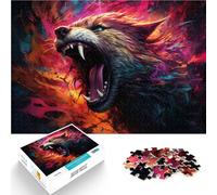 Puzzle 1000 pièces pour Adultes Loup en colère sur Une planète Sombre Décoration d'intérieur Puzzle 14,96 po x 20,47 po Interaction Parent-Enfant