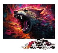 Puzzle 1000 pièces pour Adultes Loup en colère sur Une planète Sombre Puzzles en Papier Puzzle éducatif 1000 pièces (38 x 26 cm)