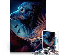 Puzzle 1000 pièces pour Adultes Loup et Aigle Aidez Le Cerveau à exercer des Jouets addictifs pour cultiver la Patience décoration Murale 75x50cm