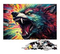 Puzzle 1000 pièces pour Adultes Loup étoilé coloré pour Puzzle Une œuvre d'art pour et Adolescent de 14 Ans et Plus 1000 pièces (38 x 26 cm)