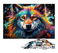 Puzzle 1000 pièces pour Adultes Loup Fantastique coloré Puzzle Impossible pour Adolescents de 14 Ans et Plus 1000 pièces (38 x 26 cm)