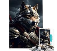 Puzzle 1000 pièces pour Adultes Loup Guerrier en Armure Jeu Relaxant pour stimuler l'intelligence et Le Cerveau Cadeau d'anniversaire addictif pour Toute la Famille (Dimensions 38x26cm)
