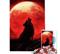 Puzzle 1000 pièces pour Adultes Loup Hurlant à la Lune de Sang Un Jeu Familial de découpe de précision Difficile à réaliser à partir de 14 Ans (50x75cm)