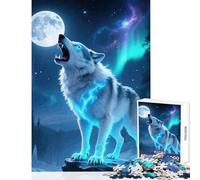 Puzzle 1000 pièces pour Adultes Loup Hurlant au Clair de Lune Jeu à Monter soi-même pour Un Père Noël Secret Jeu Pratique pour renforcer Les Liens Amoureux Dimensions 38x26cm