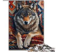 Puzzle 1000 pièces pour Adultes Loup Indien Jeu de Puzzle pour Adultes Cadeau Jeu interactif Familial Défi cérébral Cadeau 50x75cm