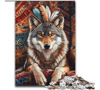 Puzzle 1000 pièces pour Adultes Loup Indien Un Casse-tête Stimulant pour Les Adolescents, Une soirée de Jeux en Famille Amusante 50x75cm