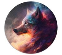 Puzzle 1000 pièces pour Adultes Loup Nébuleuse Puzzles Ronds 1000 pièces pour Adultes Cadeau pour Hommes et Femmes, Quotidien et Occasions spéciales 67,5 x 67,5 cm