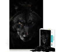 Puzzle 1000 pièces pour Adultes Loup Noir Animal Puissant Articulations Pointues Jeu,résolution de problèmes,Moment de détente et de Divertissement,décoration de Noël (38x26cm)