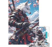 Puzzle 1000 pièces pour Adultes Loup Samouraï sous Sakura Puzzle 1000 pièces Décoration intérieure Jouet à Assembler Motif Amusement en Famille et soirée Jeux (50x75cm)