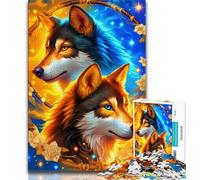 Puzzle 1000 pièces pour Adultes Loup sous la Lune, Aide Le Cerveau à exercer des Jouets addictifs pour cultiver la Patience, Cadeau d'anniversaire (38x26cm)