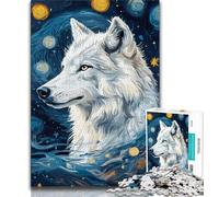 Puzzle 1000 pièces pour Adultes Loup sous Le Ciel Nocturne, Aide Le Cerveau à exercer des Jouets addictifs pour cultiver la Patience, Cadeau pour Les Anniversaires 38x26cm