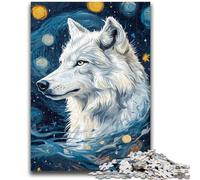 Puzzle 1000 pièces pour Adultes Loup sous Le Ciel Nocturne Difficile Cadeaux pour Les Amis et la Famille Convient pour Et 14 50x75cm