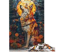Puzzle 1000 pièces pour Adultes - Loup - Style vitrail - Puzzle en Carton - Idéal pour des soirées Jeux en Famille - 38 x 26 cm / 1000 pièces