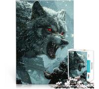 Puzzle 1000 pièces pour Adultes Loup Viking Fenrir Jeu Familial Anti-Stress Défi Difficile Décoration d'intérieur 75x50cm