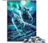 Puzzle 1000 pièces pour Adultes Loups hurlants sur la Montagne, activité de cohésion familiale, Cadeau Unique pour Les fêtes et Les Anniversaires (Taille : 26x38cm)