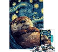 Puzzle 1000 pièces pour Adultes Loutre Nuit étoilée Jeu Anti-Stress Découpe de précision Idéal comme Cadeau pour Toute la Famille (Dimensions 38x26cm)