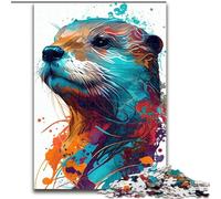 Puzzle 1000 pièces pour Adultes Loutre Pop Art Animal Puzzles en Carton pour Adultes Taille 26x38cm Jeu Familial créatif et décoration d'intérieur, Cadeau de Noël idéal pour Les Adolescents