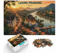 Puzzle 1000 pièces pour Adultes, Luang Prabang, Laos Travel Poster | Pour le temps libre à la maison : ce puzzle 1000 pièces pour adultes convient aux amateurs de puzzles patients.