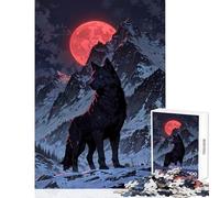 Puzzle 1000 pièces pour Adultes Lune de Sang Alpha Loup Roi de la Montagne Décoration intérieure Jouet Idée Cadeau Jeu Familial Anti-Stress Dimensions 50x75cm