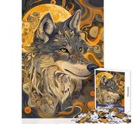 Puzzle 1000 pièces pour Adultes Lune du Loup Mystique Jeu Amusant à Assembler idéal comme Cadeau pour Toute la Famille (38x26cm)