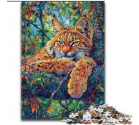 Puzzle 1000 pièces pour Adultes Lynx dans Un Arbre, Puzzle en Bois, Cadeau pour Hommes et Femmes, pour Tous Les Jours et Occasions spéciales, 1000 pièces(50x75cm)