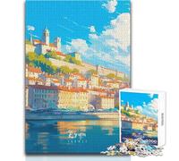 Puzzle 1000 pièces pour Adultes Lyon Riverside - Jeu au Design Magnifique, défi Stimulant, Dimensions 50x75cm