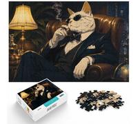 Puzzle 1000 pièces pour Adultes, Mafia Cat Smoking Cigarette | Pour le temps libre à la maison : ce puzzle pour adultes avec 1000 pièces se prête aux après-midis tranquilles.