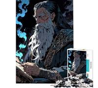 Puzzle 1000 pièces pour Adultes Magicien lisant Un grimoire avec des Flammes Bleues Jeu éducatif et Pratique Idée Cadeau (Dimensions 38x52cm)