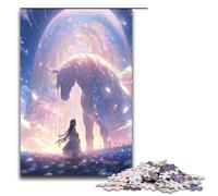 Puzzle 1000 pièces pour Adultes Magnifique Ciel étoilé Cheval du Zodiaque Amusant en Famille avec Affiche Assortie et Feuille de Questions réponses 75 x 50 cm