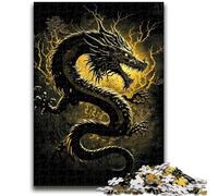 Puzzle 1000 pièces pour Adultes, Magnifique Dragon doré, Jouets éducatifs, décoration d'intérieur Unique et Cadeaux pour 14 Ans et Plus, 50x75cm