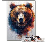 Puzzle 1000 pièces pour Adultes Magnifique Ours Brun Puzzle 1000 pièces Cadeaux de Noël, idéal pour Bureau, Chambre, Salon (Taille 26x38cm)
