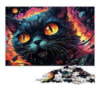 Puzzle 1000 pièces pour Adultes Magnifique Puzzle Chat Noir pour Cadeaux Anti Stress défi Difficile 1000 pièces (38 x 26 cm)