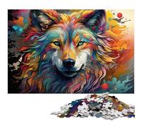 Puzzle 1000 pièces pour Adultes Magnifique Puzzle Familial coloré sur Le thème des Loups avec Affiche et fiche de Questions réponses Assorties (75 x 50 cm)