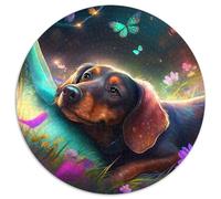 Puzzle 1000 pièces pour Adultes, Magnifique Teckel, Puzzle Rond de 1000 pièces, Niveau débutant, idéal pour Les Anniversaires et Les fêtes, 67,5 x 67,5 cm