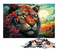 Puzzle 1000 pièces pour Adultes Magnifique Tigre coloré Puzzle Familial Amusant activités à la Maison Cadeau d'anniversaire Cadeaux de Voyage 1000 pièces (38 x 26 cm)
