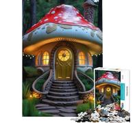 Puzzle 1000 pièces pour Adultes Maison Champignon fantaisiste dans la forêt Défi éducatif Analyse et logique Jeu éducatif pour Les 14 Ans et Plus (38x52cm)