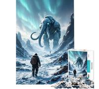 Puzzle 1000 pièces pour Adultes Mammouth géant dans Un Paysage enneigé Jeu Anti-Stress Idéal pour se détendre en Famille Soirée Jeux et Divertissement (38x52cm)