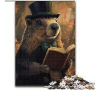 Puzzle 1000 pièces pour Adultes Marmotte lisant Un Livre Puzzle Impossible pour Adultes 26x38cm Décoration intérieure, entraînement cérébral et Cadeaux de Noël